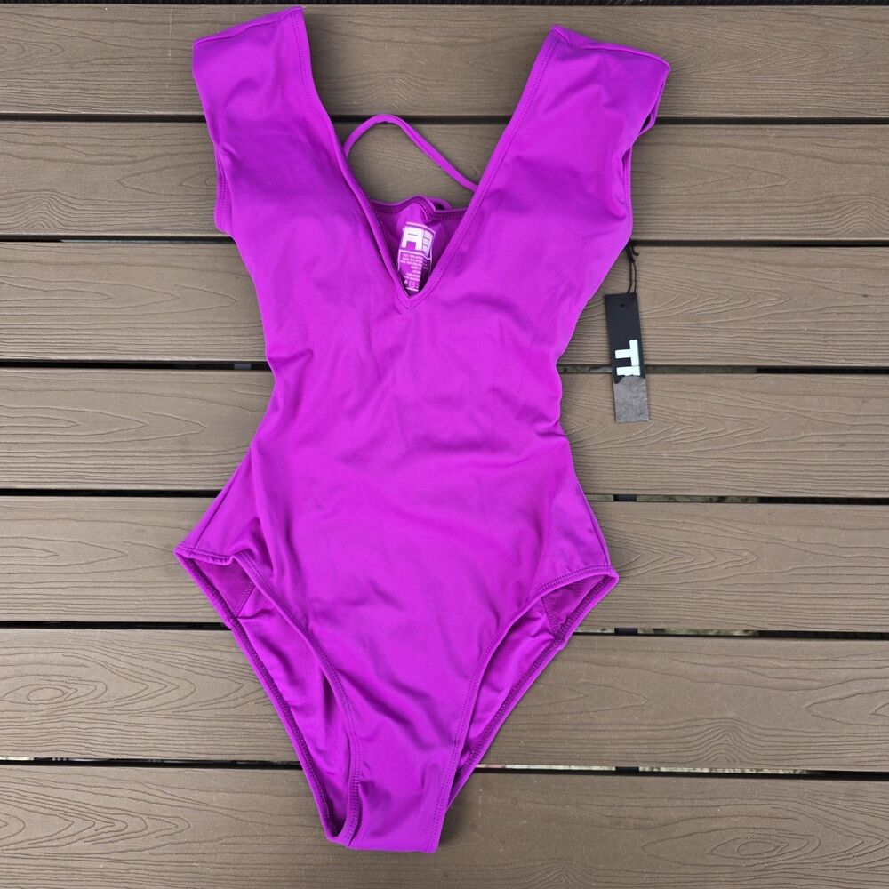TA3 Plungy Muscle Plungy Orchid Swimsuit 1 PC Reg Long Torso Corset Sz XS NEW